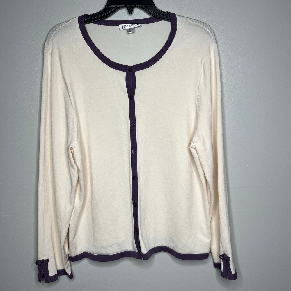 Pendleton Womens XL Silk Blend Cardigan Minimalist Preppy Old Money Quiet Luxury